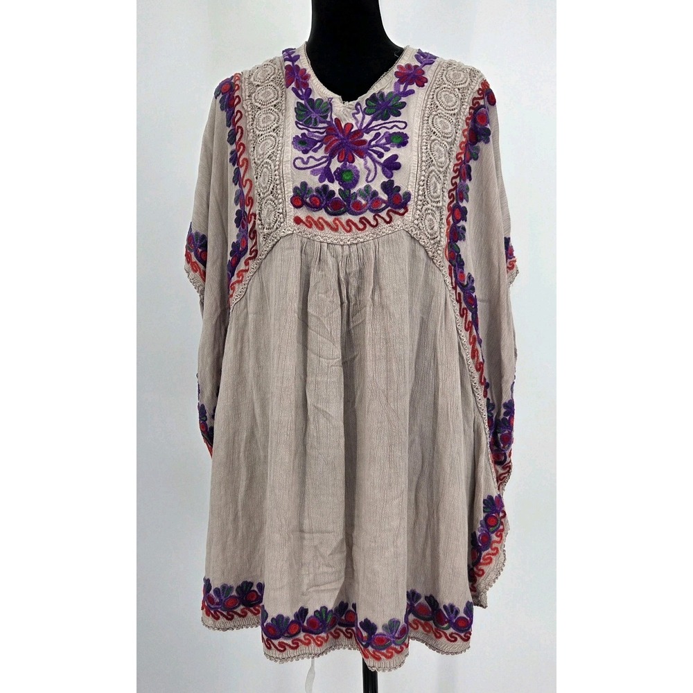 Womens Embroidered Floral Top Purple
